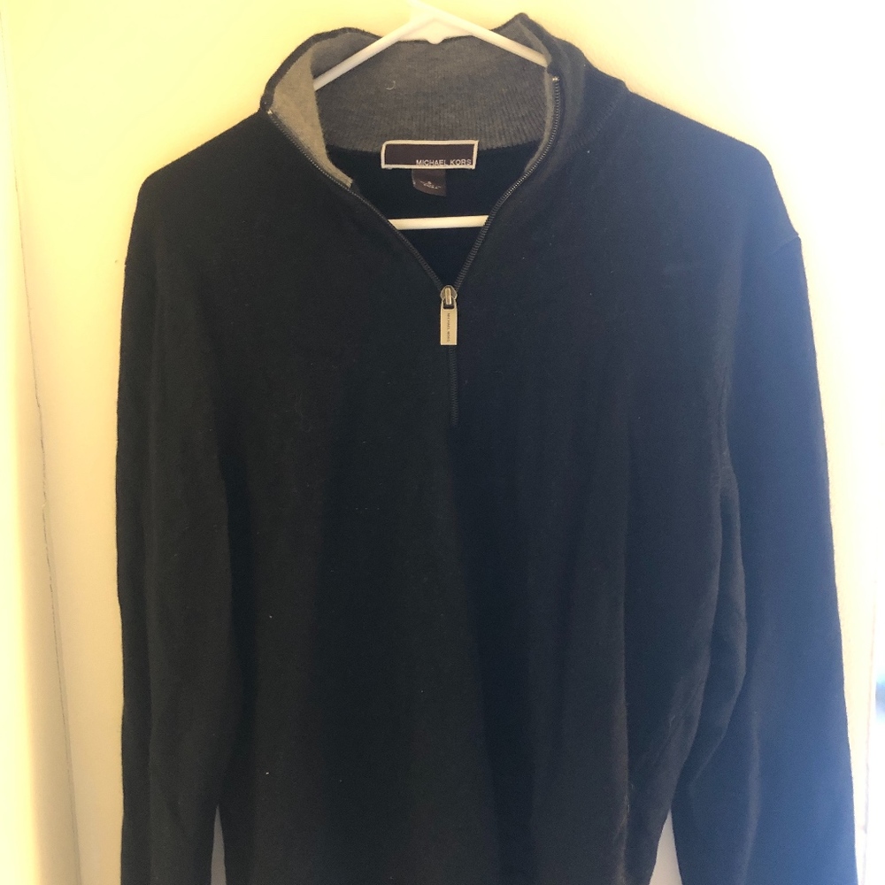 Michael Kors Quarter Zip Sweater Jacket - Black
